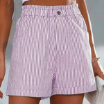 Short imprimé à rayures taille haute