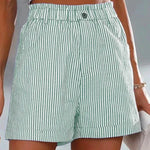 Short imprimé à rayures taille haute