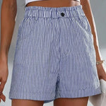 Short imprimé à rayures taille haute