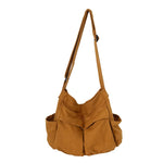Sac messager en toile de couleur unie