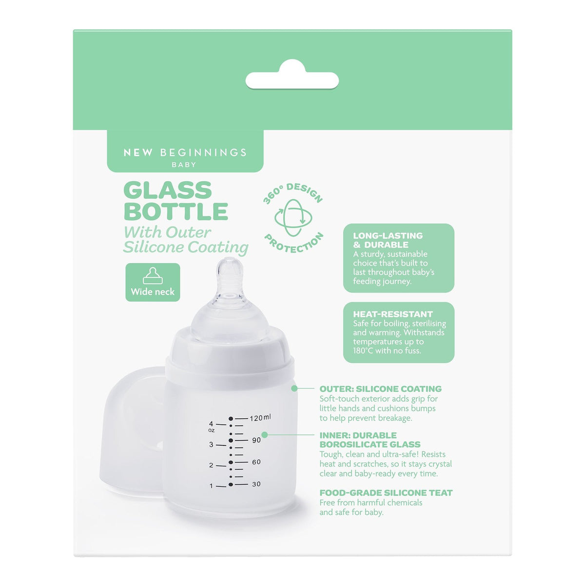 Glass Bottle with Silicone Outer - 120ml Twin