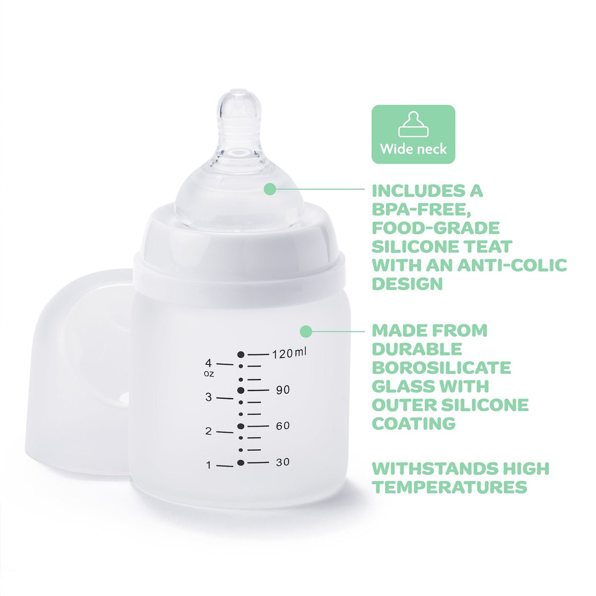 Glass Bottle with Silicone Outer - 120ml Twin