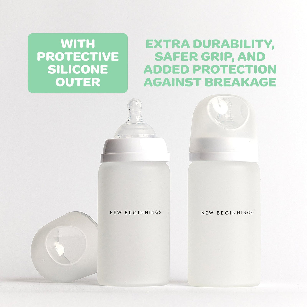 Glass Bottle with Silicone Outer - 240ml Twin