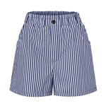 Short imprimé à rayures taille haute