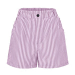 Short imprimé à rayures taille haute