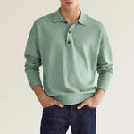 Polo Homme Décontracté à Col en V et Manches Longues