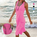 Robe décontractée unie sans manches pour femme