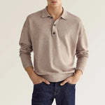 Polo Homme Décontracté à Col en V et Manches Longues