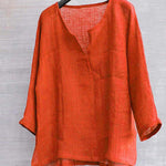 T-shirt Uni En Coton Et Lin