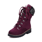 Bottes Mi-Mollet en Daim à Lacets Hiver