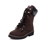 Ciaovie™ Bottes Mi-Mollet en Daim à Lacets Hiver
