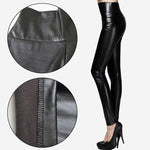 Leggings Sexy en Faux Cuir avec Doublure pour Femmes