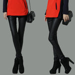 Leggings Sexy en Faux Cuir avec Doublure pour Femmes