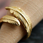 Bague Plume Dorée Ajustable