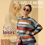 Ciaovie™ Pull Ras du Cou à Rayures Mode Automne pour Femmes