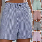 Short imprimé à rayures taille haute