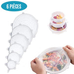 Couvercle Alimentaire en Silicone Extensible, Kit de 6 Pièces