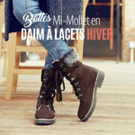 Ciaovie™ Bottes Mi-Mollet en Daim à Lacets Hiver