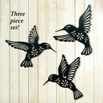 🐦Lot de 3 décorations murales en métal Colibri