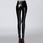 Leggings Sexy en Faux Cuir avec Doublure pour Femmes