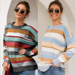 Ciaovie™ Pull Ras du Cou à Rayures Mode Automne pour Femmes