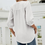 Chemise Élégante à Col Montant et Manches Mi-longues