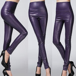 Leggings Sexy en Faux Cuir avec Doublure pour Femmes