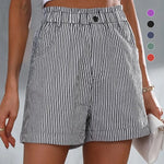 Short imprimé à rayures taille haute