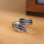 Bague Ouverte en Forme de Plume Vintage