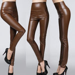 Leggings Sexy en Faux Cuir avec Doublure pour Femmes