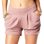 Short à Poches Plissées Taille Haute