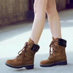 Ciaovie™ Bottes Mi-Mollet en Daim à Lacets Hiver