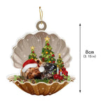 Pendentif De Coquillage NOËL Où Il y a Un Chien Mignon Qui Dort Dedans