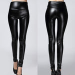 Leggings Sexy en Faux Cuir avec Doublure pour Femmes