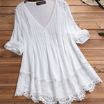 Chemise avec dentelle plissée à col en V