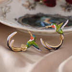 Boucles d'Oreilles en Forme de Colibri Délicates