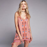 Robe de Plage Brodée sans Manches à Franges
