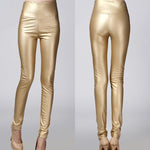 Leggings Sexy en Faux Cuir avec Doublure pour Femmes
