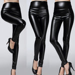 Leggings Sexy en Faux Cuir avec Doublure pour Femmes