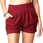 Short à Poches Plissées Taille Haute