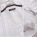 Chemise avec dentelle plissée à col en V