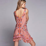 Robe de Plage Brodée sans Manches à Franges