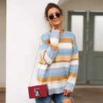 Ciaovie™ Pull Ras du Cou à Rayures Mode Automne pour Femmes