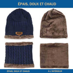 Ensemble Hiver Bonnet avec Écharpe en Tricot