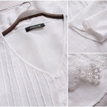 Chemise avec dentelle plissée à col en V
