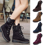 Ciaovie™ Bottes Mi-Mollet en Daim à Lacets Hiver