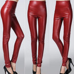 Leggings Sexy en Faux Cuir avec Doublure pour Femmes