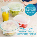 Couvercle Alimentaire en Silicone Extensible, Kit de 6 Pièces