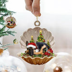 Pendentif De Coquillage NOËL Où Il y a Un Chien Mignon Qui Dort Dedans
