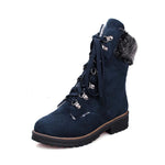 Bottes Mi-Mollet en Daim à Lacets Hiver